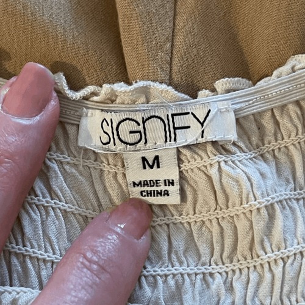 Signify Smocked Colorblock Maxi Dress Tie Straps Coral‎ Beige Size M - Picture 8 of 10